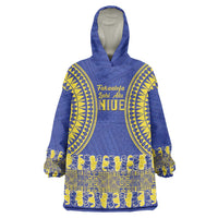 Fakaalofa Lahi Atu Niue Wearable Blanket Hoodie Siapo Pattern With Puakenikeni
