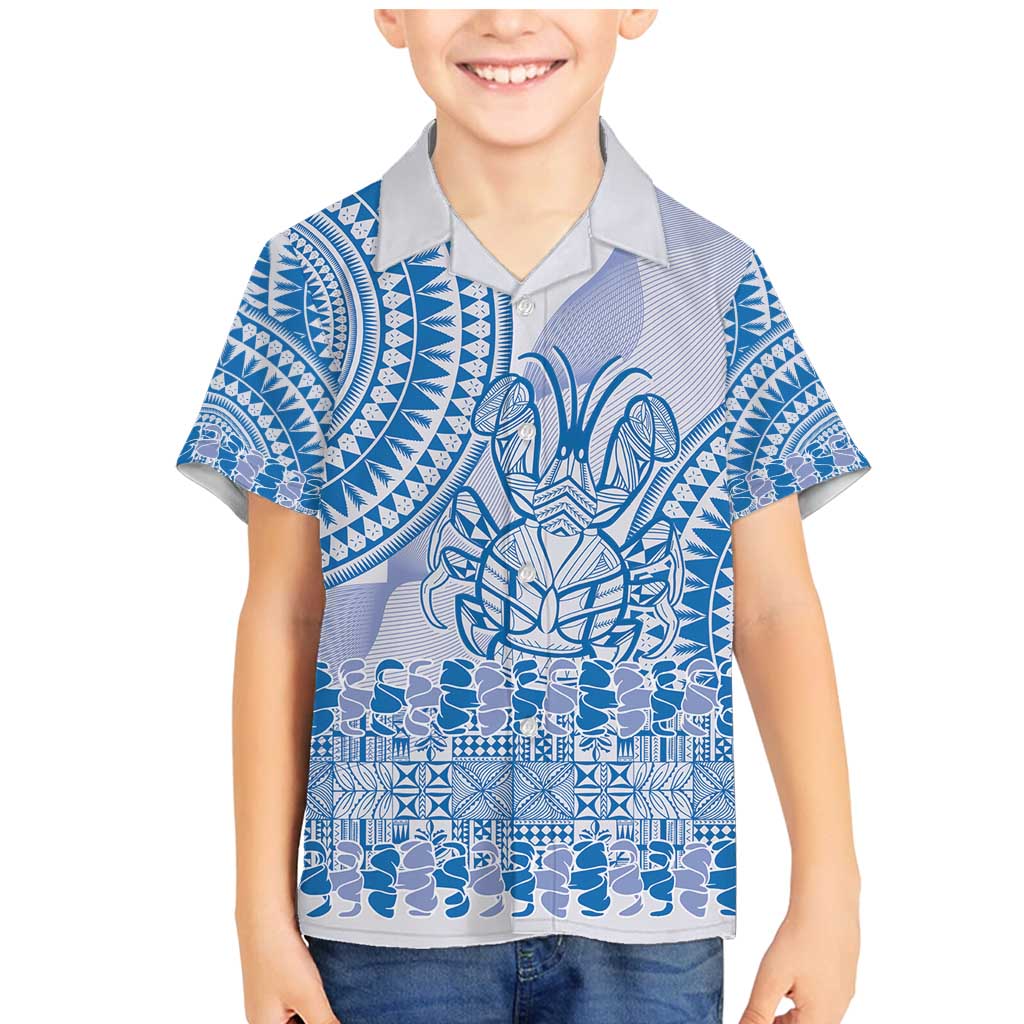Niue Language Week Family Matching Mermaid Dress and Hawaiian Shirt The Rock Coconut Crab - Siapo Blue Pastel