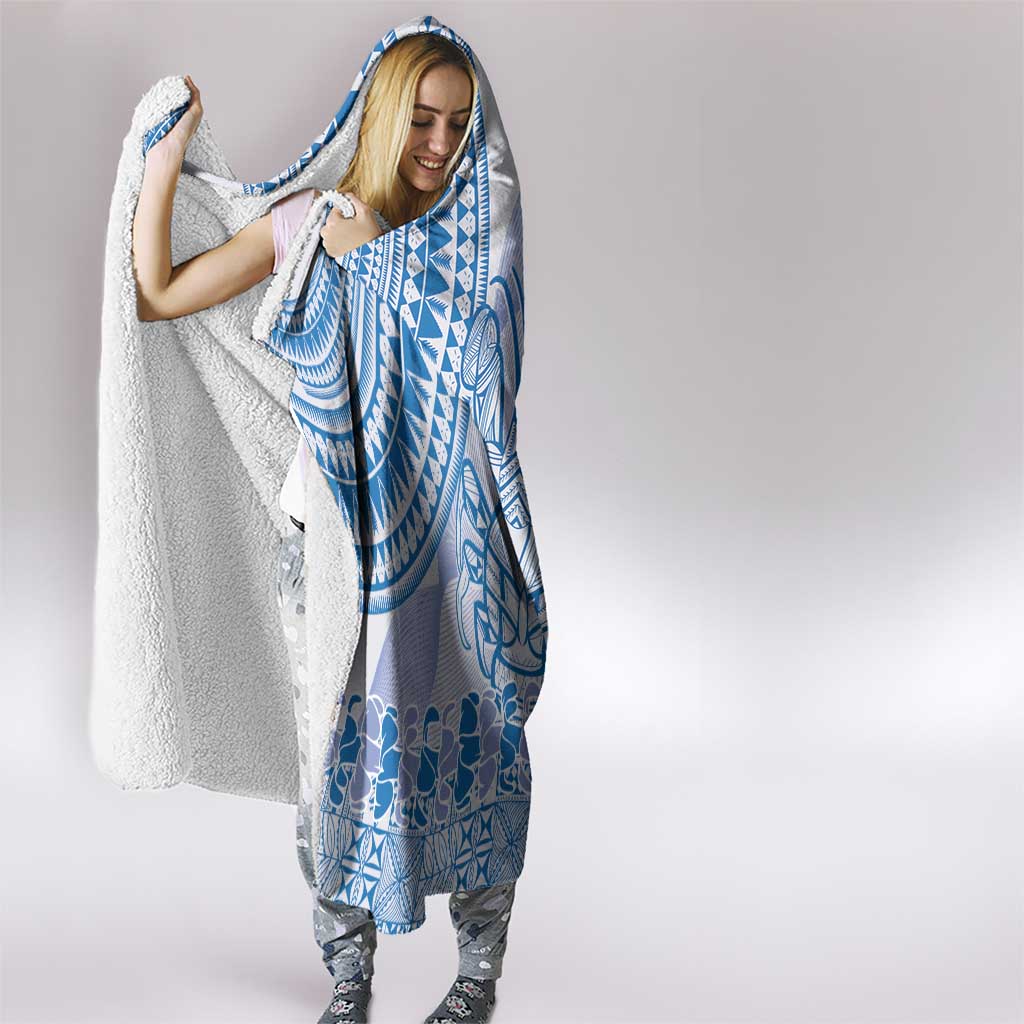 Niue Language Week Hooded Blanket The Rock Coconut Crab - Siapo Blue Pastel LT14 - Polynesian Pride