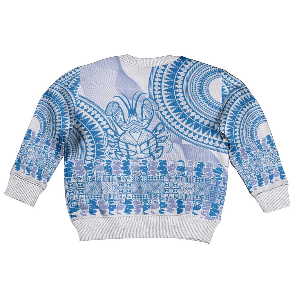 Niue Language Week Kid Ugly Christmas Sweater The Rock Coconut Crab - Siapo Blue Pastel LT14 - Polynesian Pride