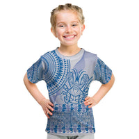 Niue Language Week Kid T Shirt The Rock Coconut Crab - Siapo Blue Pastel LT14 Blue - Polynesian Pride