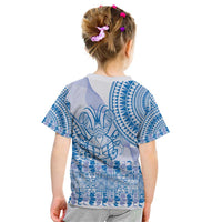 Niue Language Week Kid T Shirt The Rock Coconut Crab - Siapo Blue Pastel LT14 - Polynesian Pride
