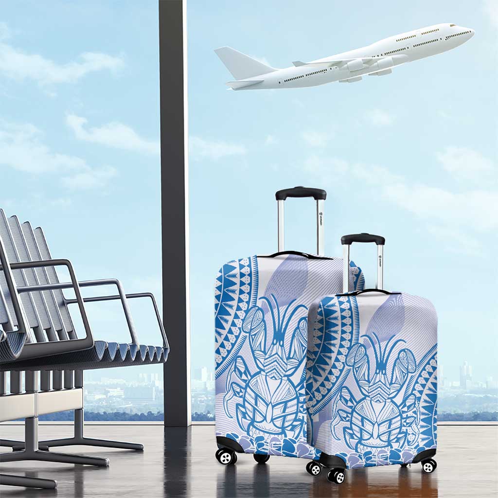 Niue Language Week Luggage Cover The Rock Coconut Crab - Siapo Blue Pastel LT14 - Polynesian Pride