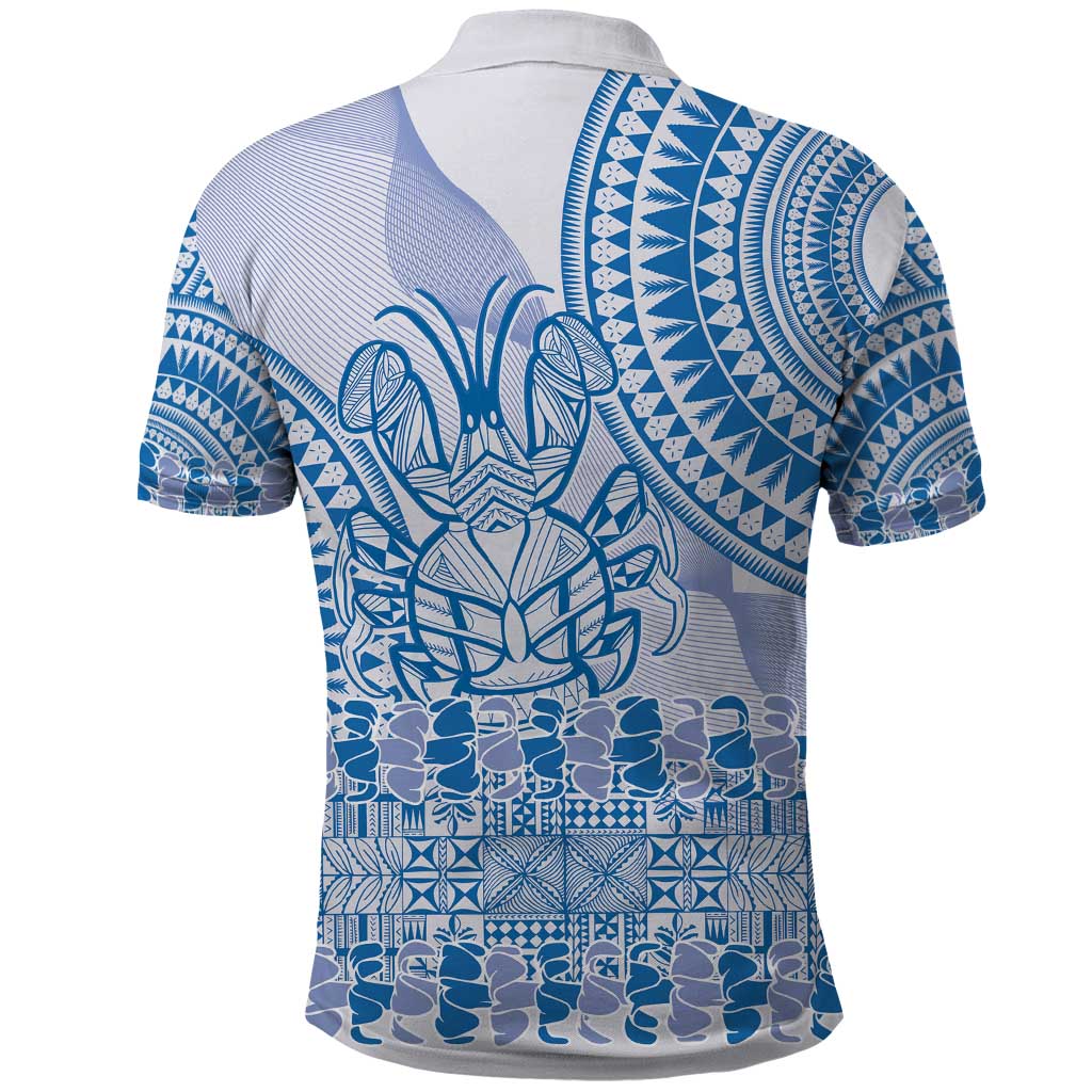 Niue Language Week Polo Shirt The Rock Coconut Crab - Siapo Blue Pastel