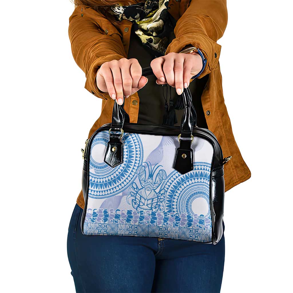 Niue Language Week Shoulder Handbag The Rock Coconut Crab - Siapo Blue Pastel LT14 One Size Blue - Polynesian Pride