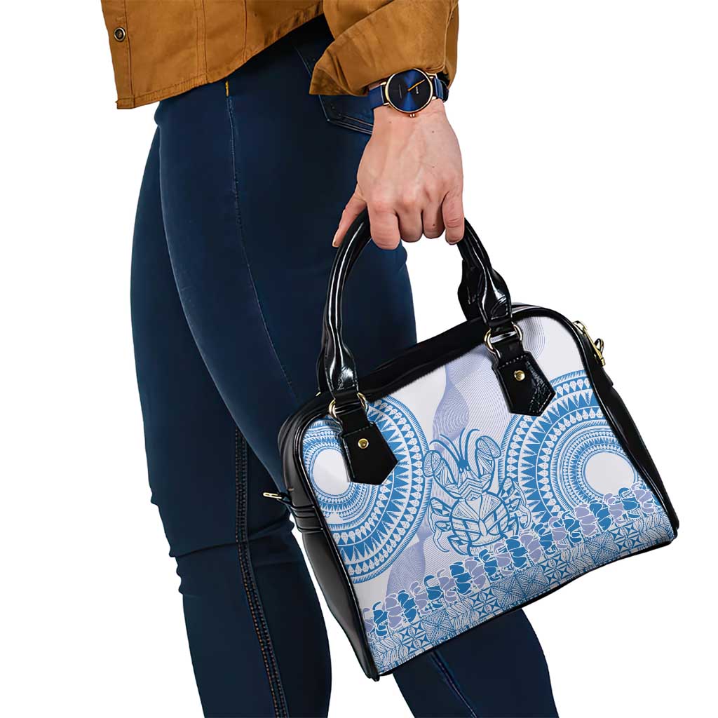 Niue Language Week Shoulder Handbag The Rock Coconut Crab - Siapo Blue Pastel LT14 - Polynesian Pride