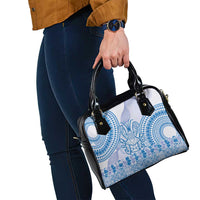 Niue Language Week Shoulder Handbag The Rock Coconut Crab - Siapo Blue Pastel LT14 - Polynesian Pride
