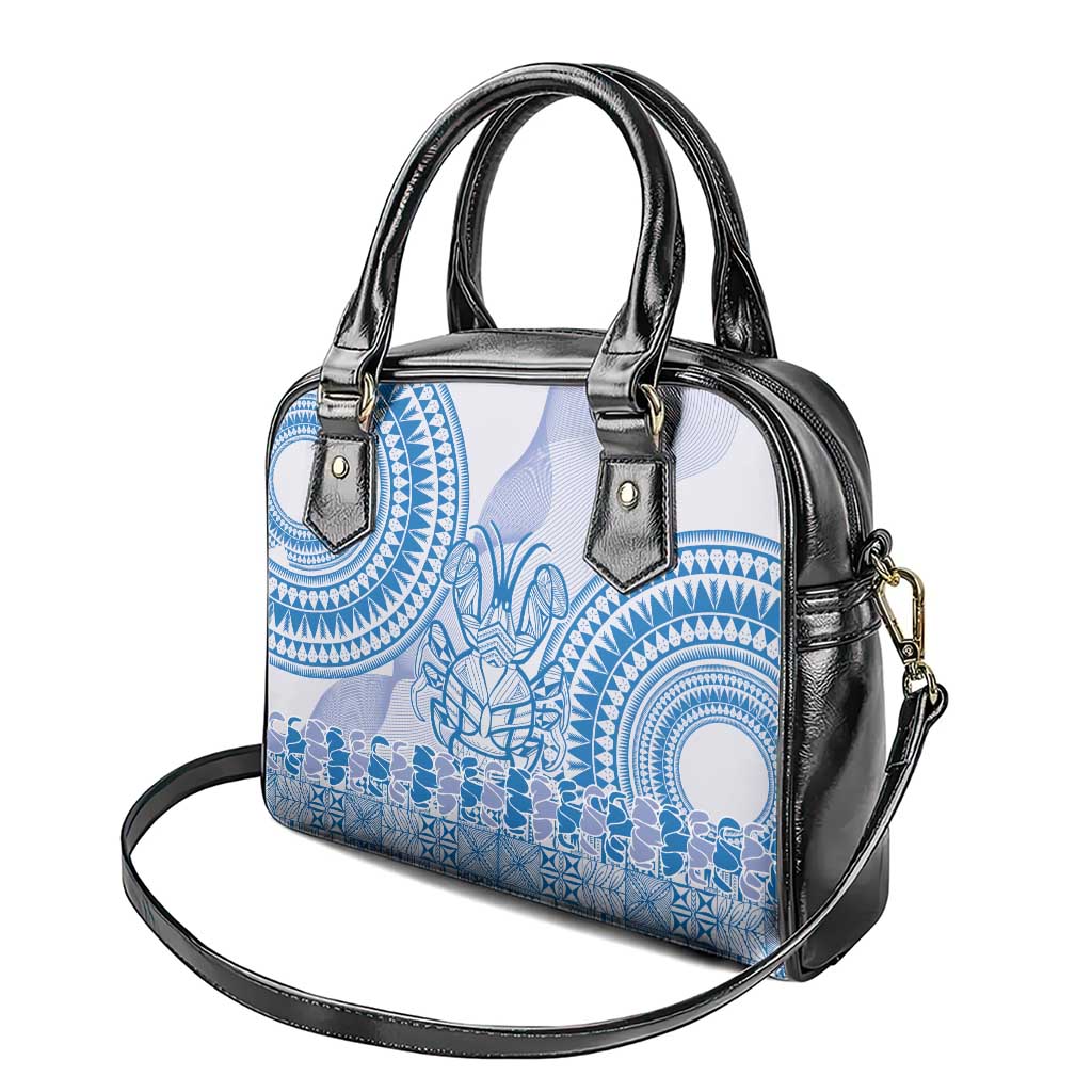 Niue Language Week Shoulder Handbag The Rock Coconut Crab - Siapo Blue Pastel LT14 - Polynesian Pride