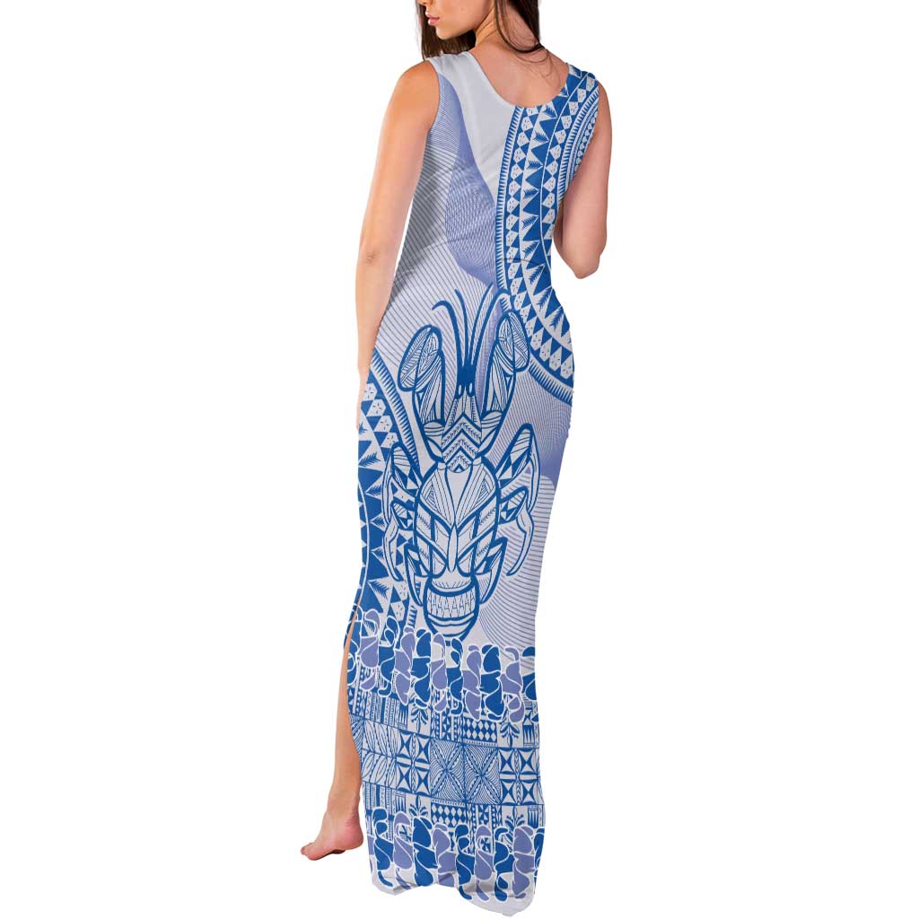 Niue Language Week Tank Maxi Dress The Rock Coconut Crab - Siapo Blue Pastel