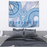 Niue Language Week Tapestry The Rock Coconut Crab - Siapo Blue Pastel LT14 - Polynesian Pride