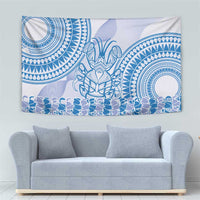 Niue Language Week Tapestry The Rock Coconut Crab - Siapo Blue Pastel LT14 - Polynesian Pride