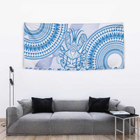 Niue Language Week Tapestry The Rock Coconut Crab - Siapo Blue Pastel LT14 - Polynesian Pride