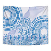 Niue Language Week Tapestry The Rock Coconut Crab - Siapo Blue Pastel LT14 - Polynesian Pride