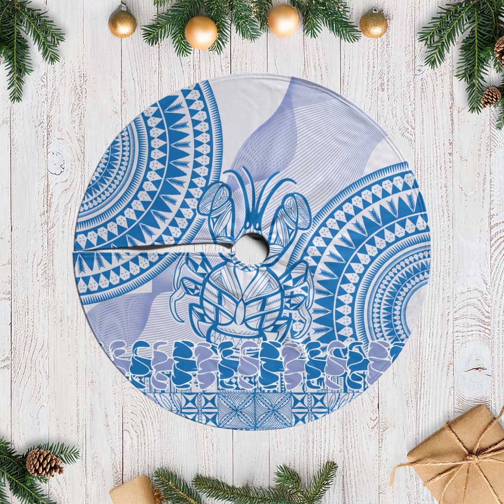 Niue Language Week Tree Skirt The Rock Coconut Crab - Siapo Blue Pastel LT14 Casual Blue - Polynesian Pride