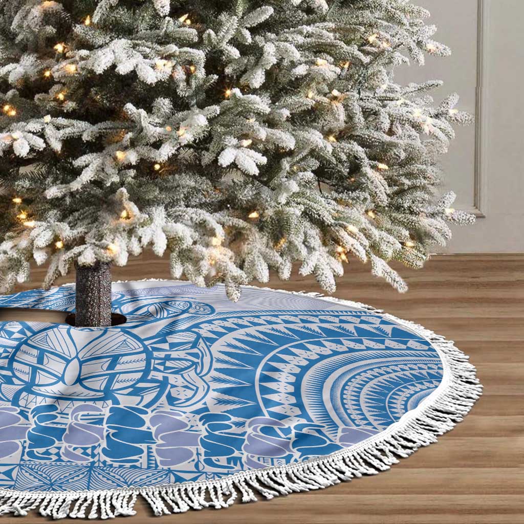 Niue Language Week Tree Skirt The Rock Coconut Crab - Siapo Blue Pastel LT14 - Polynesian Pride