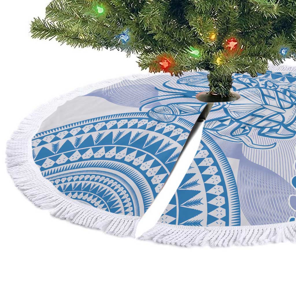 Niue Language Week Tree Skirt The Rock Coconut Crab - Siapo Blue Pastel LT14 - Polynesian Pride