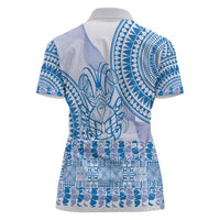 Niue Language Week Women Polo Shirt The Rock Coconut Crab - Siapo Blue Pastel