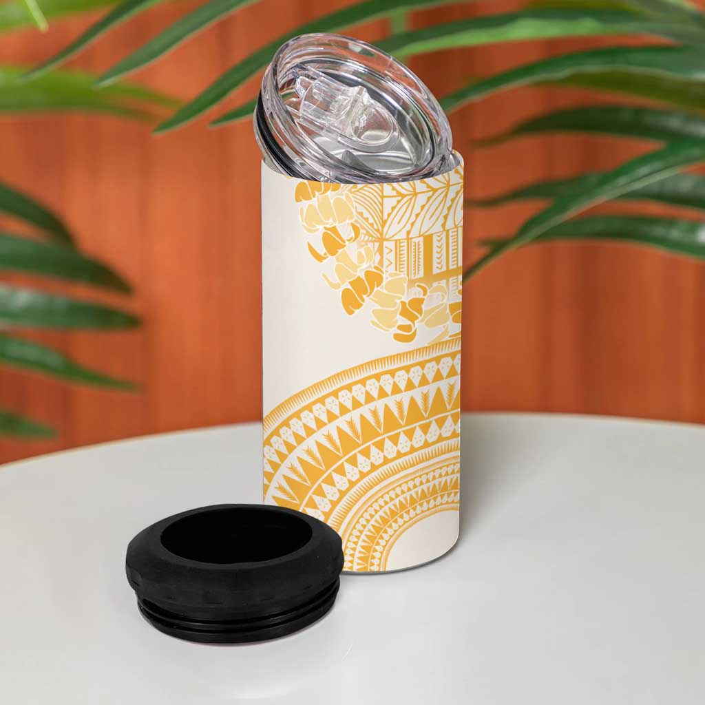 Niue Language Week 4 in 1 Can Cooler Tumbler The Rock Coconut Crab - Siapo Gold Pastel