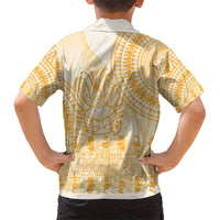 Niue Language Week Kid Hawaiian Shirt The Rock Coconut Crab - Siapo Gold Pastel LT14 - Polynesian Pride