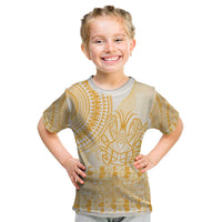 Niue Language Week Kid T Shirt The Rock Coconut Crab - Siapo Gold Pastel LT14 Gold - Polynesian Pride