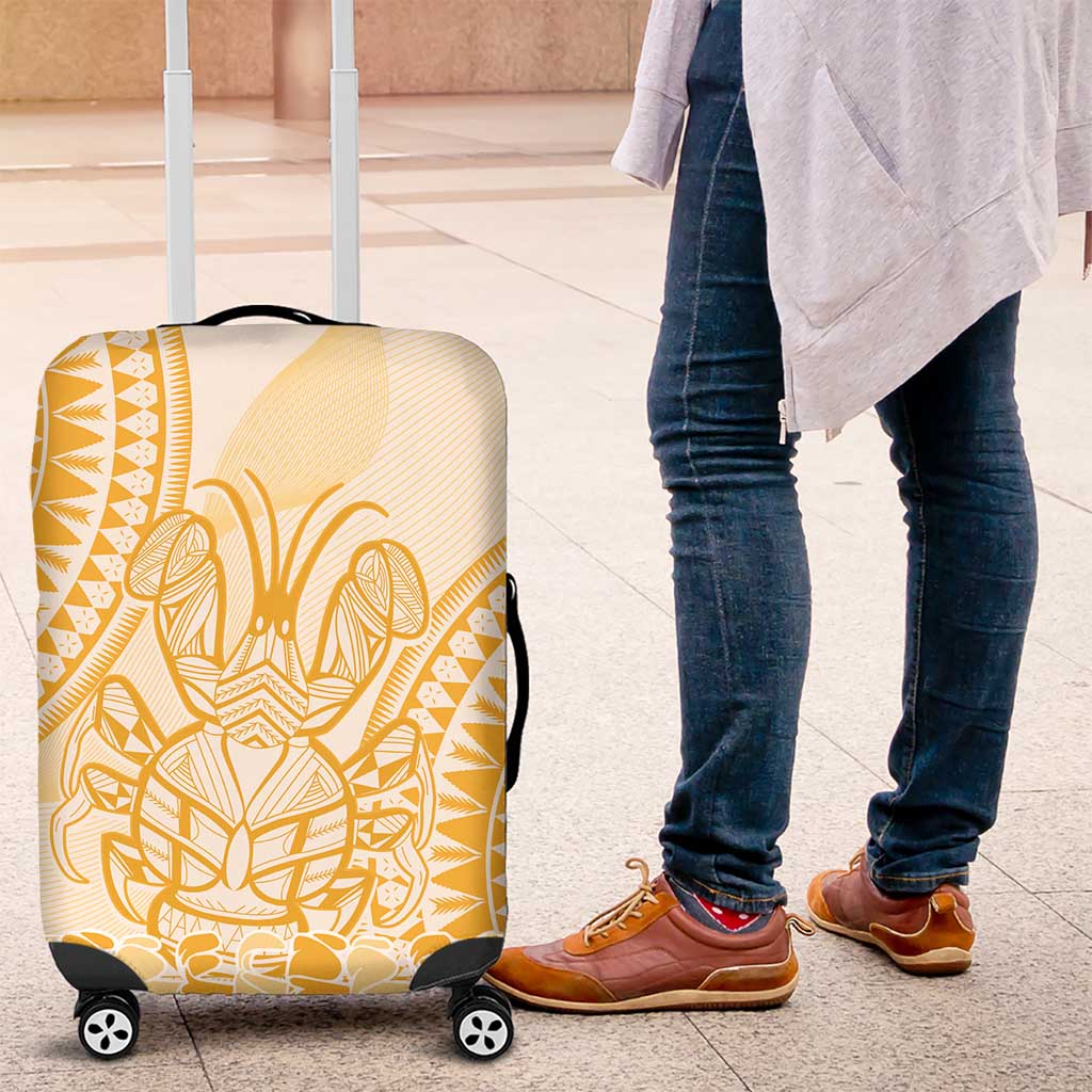 Niue Language Week Luggage Cover The Rock Coconut Crab - Siapo Gold Pastel LT14 Gold - Polynesian Pride