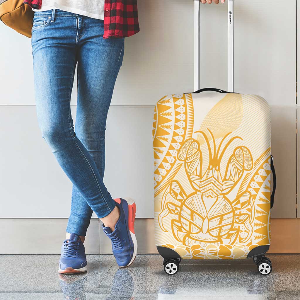 Niue Language Week Luggage Cover The Rock Coconut Crab - Siapo Gold Pastel LT14 - Polynesian Pride