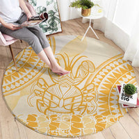 Niue Language Week Round Carpet The Rock Coconut Crab - Siapo Gold Pastel LT14 - Polynesian Pride