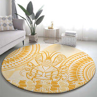Niue Language Week Round Carpet The Rock Coconut Crab - Siapo Gold Pastel LT14 - Polynesian Pride