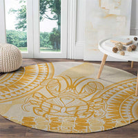 Niue Language Week Round Carpet The Rock Coconut Crab - Siapo Gold Pastel LT14 - Polynesian Pride