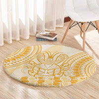 Niue Language Week Round Carpet The Rock Coconut Crab - Siapo Gold Pastel LT14 - Polynesian Pride