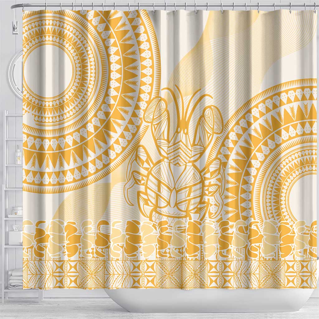 Niue Language Week Shower Curtain The Rock Coconut Crab - Siapo Gold Pastel