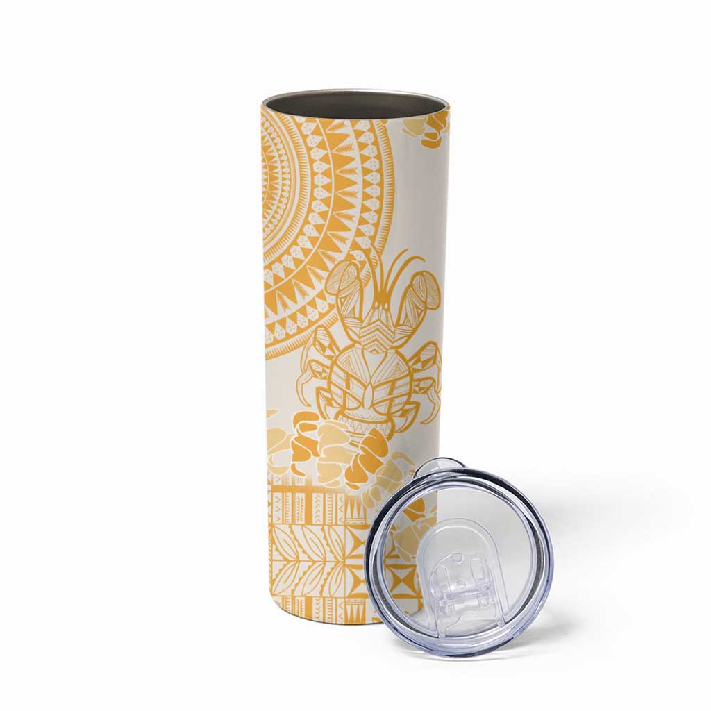 Niue Language Week Skinny Tumbler The Rock Coconut Crab - Siapo Gold Pastel