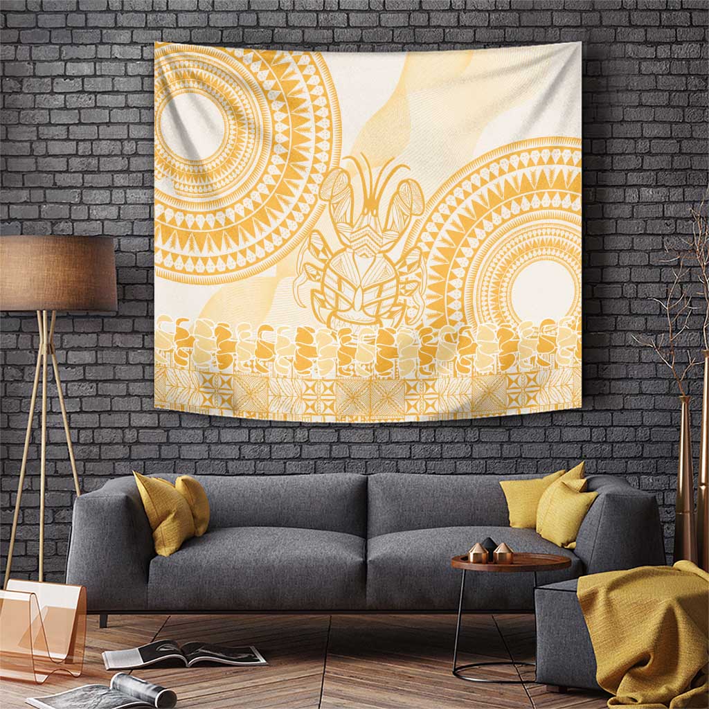 Niue Language Week Tapestry The Rock Coconut Crab - Siapo Gold Pastel LT14 Gold - Polynesian Pride