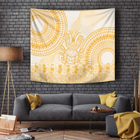 Niue Language Week Tapestry The Rock Coconut Crab - Siapo Gold Pastel LT14 Gold - Polynesian Pride