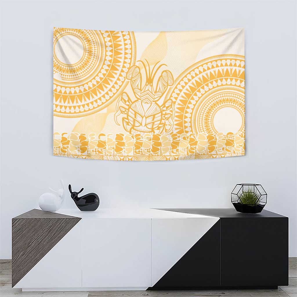 Niue Language Week Tapestry The Rock Coconut Crab - Siapo Gold Pastel LT14 - Polynesian Pride