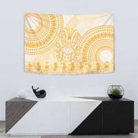 Niue Language Week Tapestry The Rock Coconut Crab - Siapo Gold Pastel LT14 - Polynesian Pride