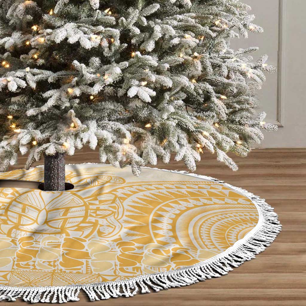 Niue Language Week Tree Skirt The Rock Coconut Crab - Siapo Gold Pastel LT14 - Polynesian Pride