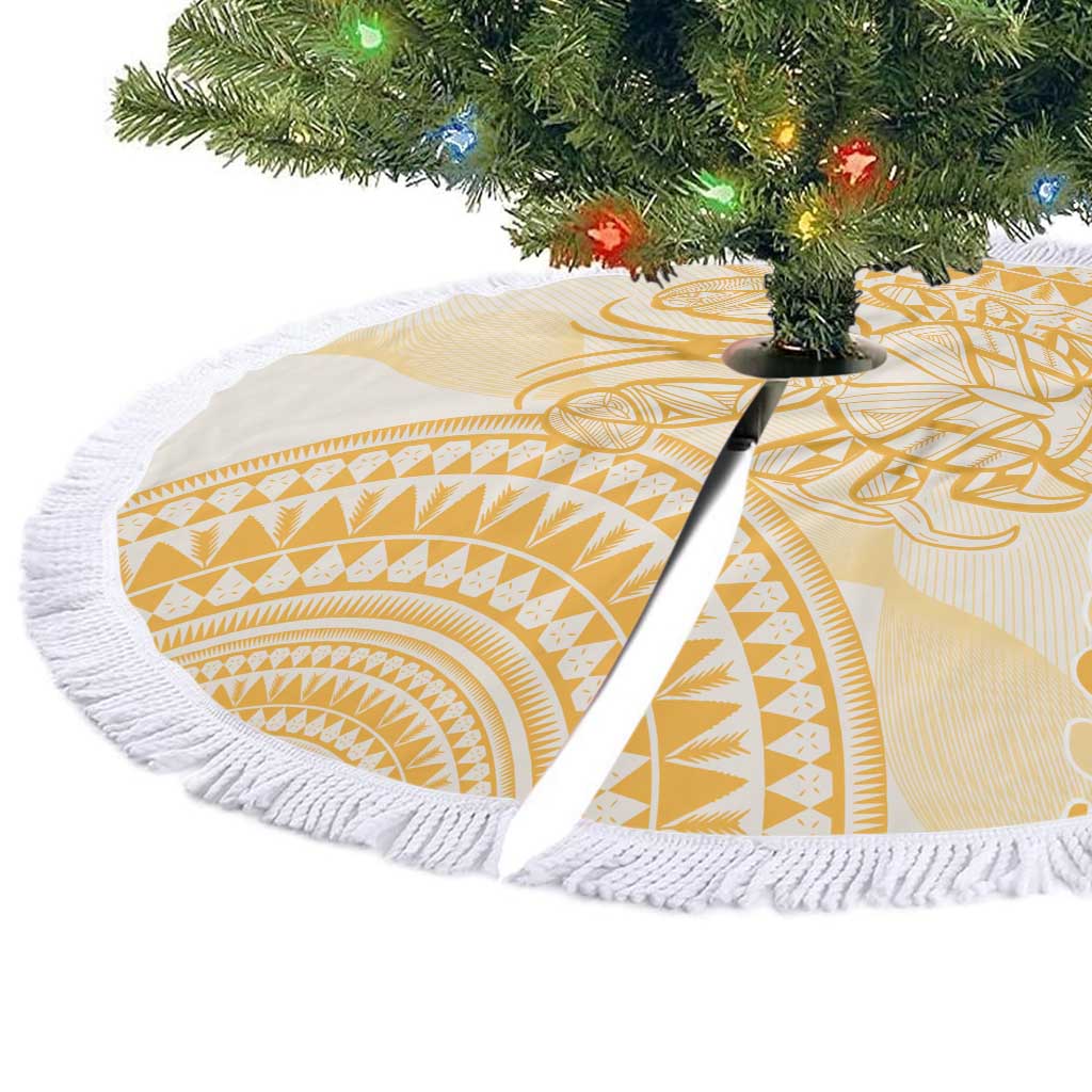 Niue Language Week Tree Skirt The Rock Coconut Crab - Siapo Gold Pastel LT14 - Polynesian Pride