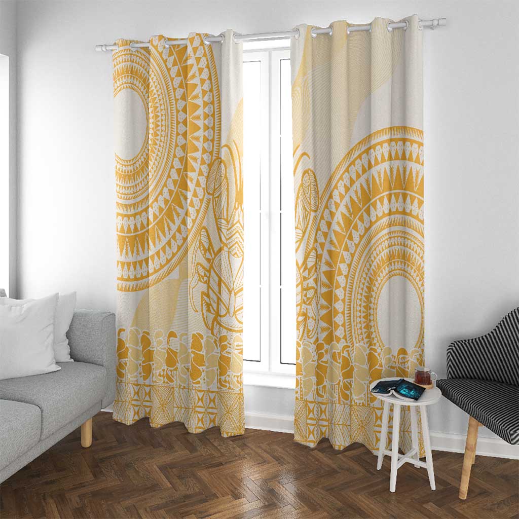 Niue Language Week Window Curtain The Rock Coconut Crab - Siapo Gold Pastel