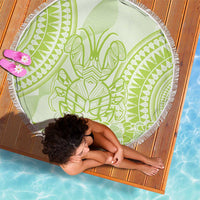 Lime Green Niue Language Week Beach Blanket The Rock Coconut Crab - Siapo Pattern