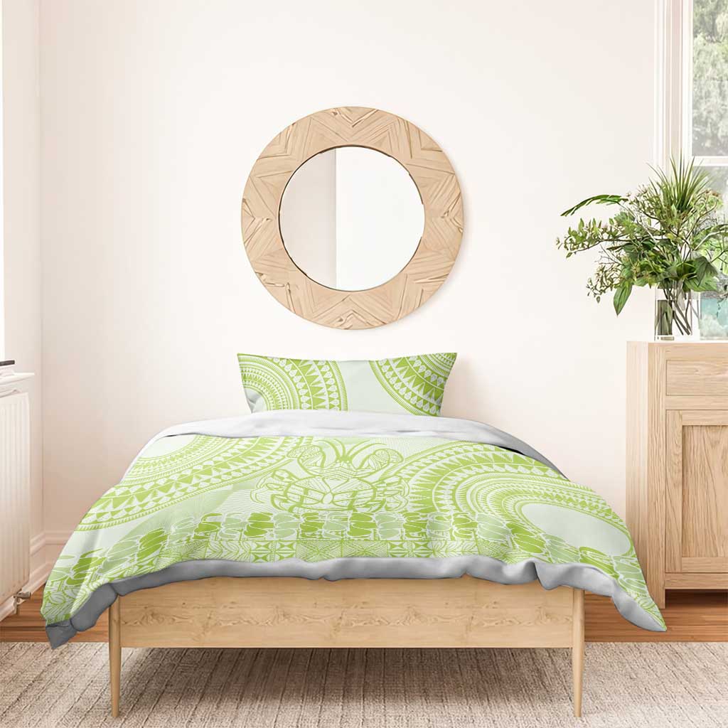 Lime Green Niue Language Week Bedding Set The Rock Coconut Crab - Siapo Pattern