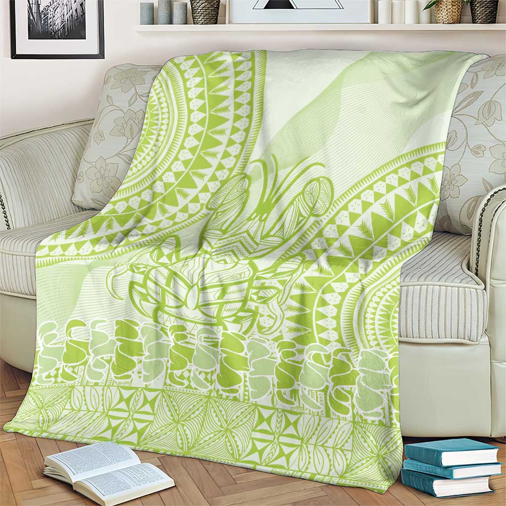 Lime Green Niue Language Week Blanket The Rock Coconut Crab - Siapo Pattern