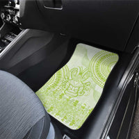 Lime Green Niue Language Week Car Mats The Rock Coconut Crab - Siapo Pattern