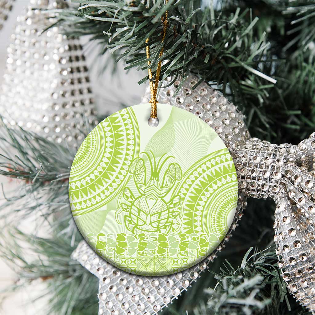 Lime Green Niue Language Week Ceramic Ornament The Rock Coconut Crab - Siapo Pattern