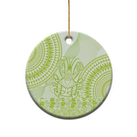 Lime Green Niue Language Week Ceramic Ornament The Rock Coconut Crab - Siapo Pattern