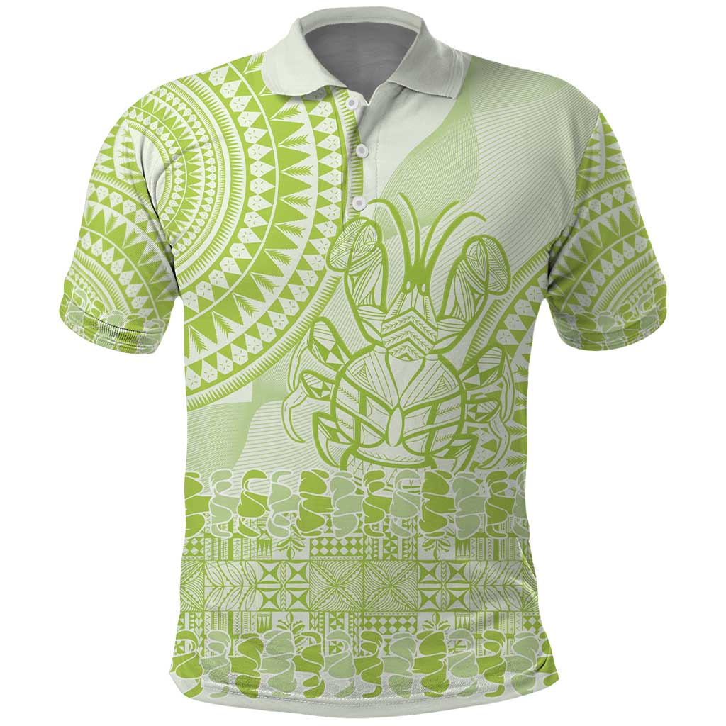 Lime Green Niue Language Week Polo Shirt The Rock Coconut Crab - Siapo Pattern