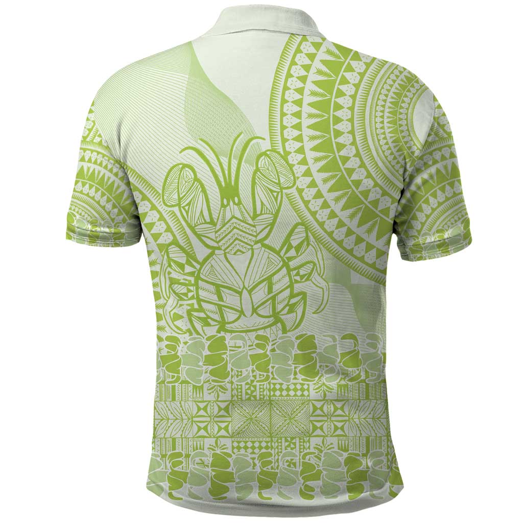Lime Green Niue Language Week Polo Shirt The Rock Coconut Crab - Siapo Pattern