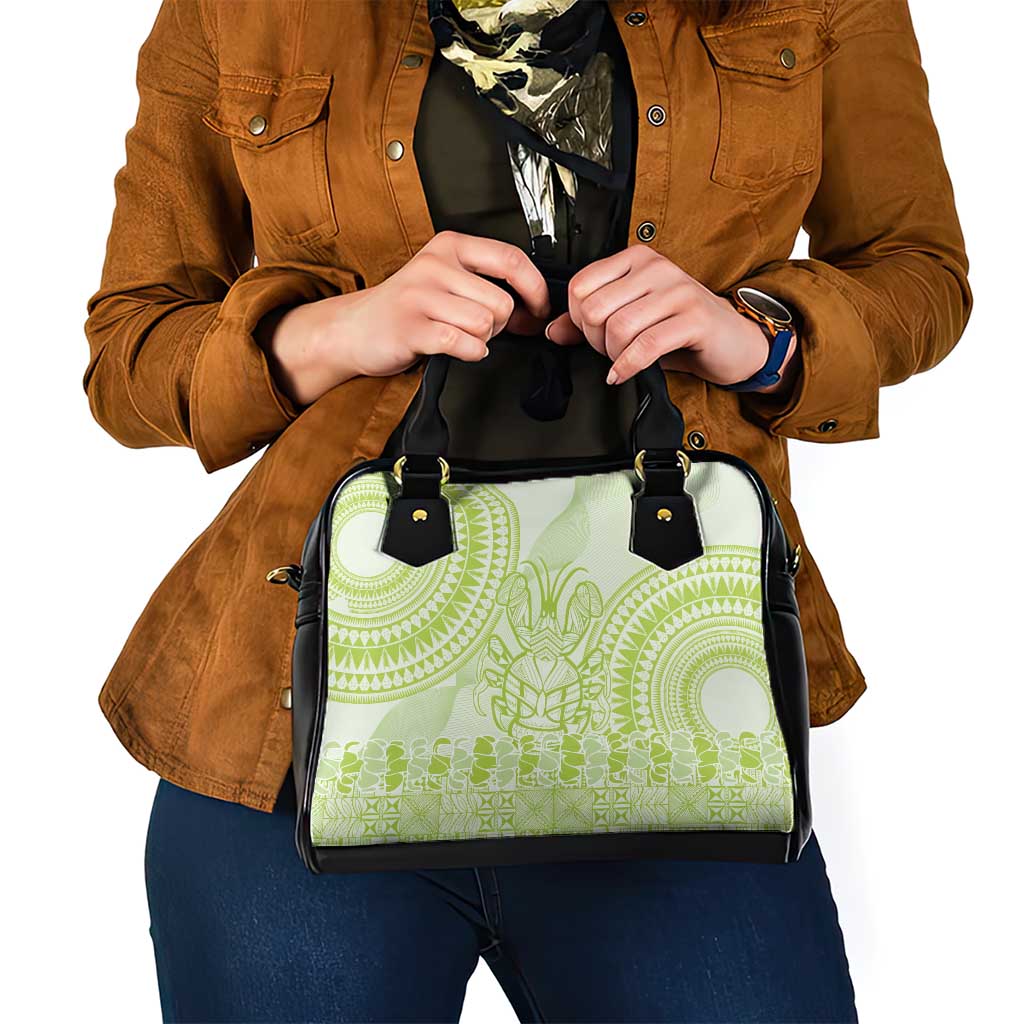 Lime Green Niue Language Week Shoulder Handbag The Rock Coconut Crab - Siapo Pattern