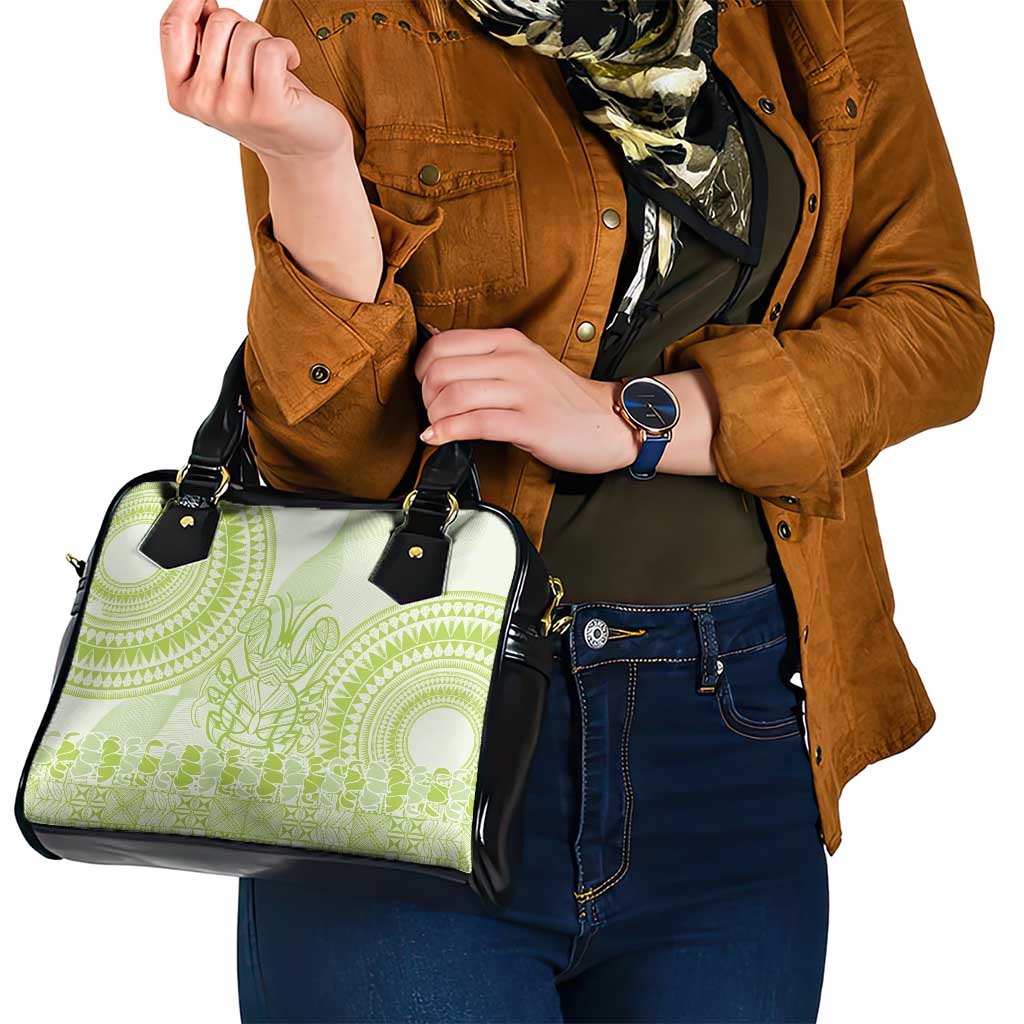 Lime Green Niue Language Week Shoulder Handbag The Rock Coconut Crab - Siapo Pattern