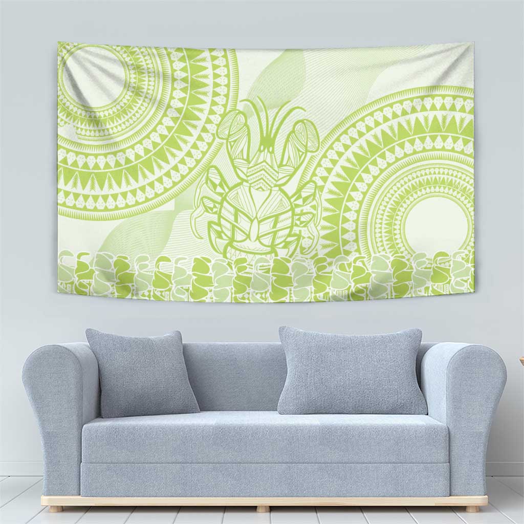 Lime Green Niue Language Week Tapestry The Rock Coconut Crab - Siapo Pattern LT14 - Polynesian Pride